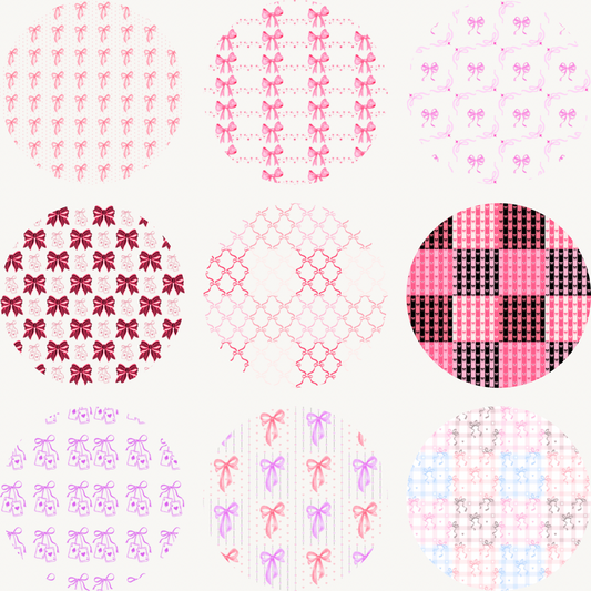 Seamless Bow Patterns – 9 Feminine Digital Backgrounds | Pink Aesthetic