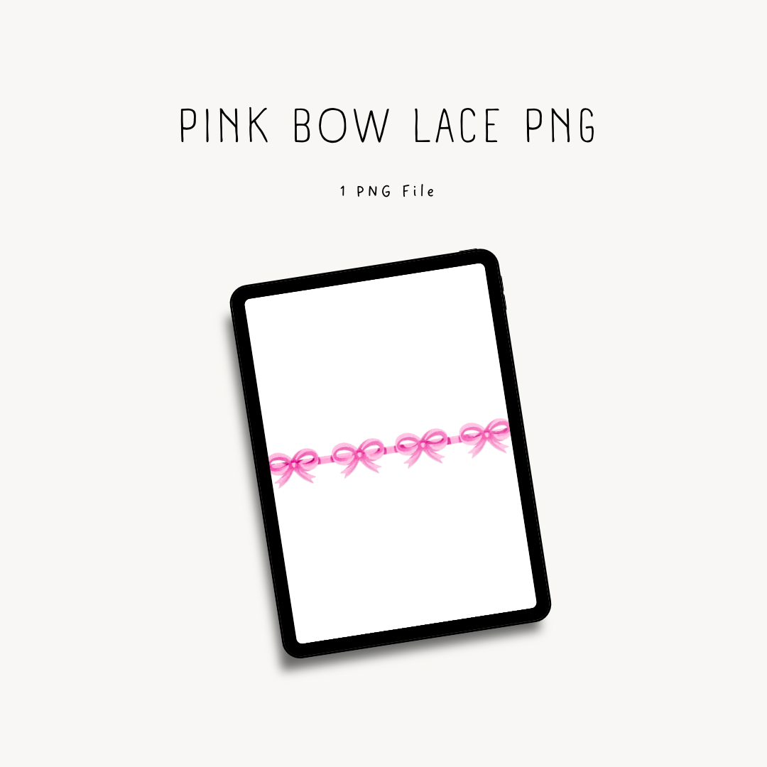 Pink bow lace PNG — delicate clipart for print-on-demand, digital scrapbooking, and crafting projects
