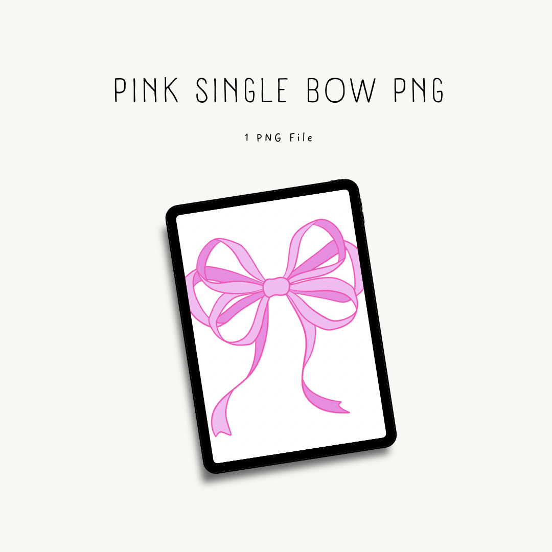 Pink single bow PNG — high-quality clipart for print-on-demand, digital crafting, and DIY design projects