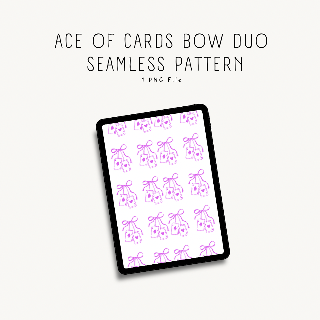 Ace of Cards Bow Duo PNG — high-resolution floral clipart for print-on-demand, stationery, and digital crafting projects