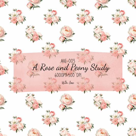Aae 003 — Rose & Peony Study | Seamless Botanical Floral Pattern | Commercial Use